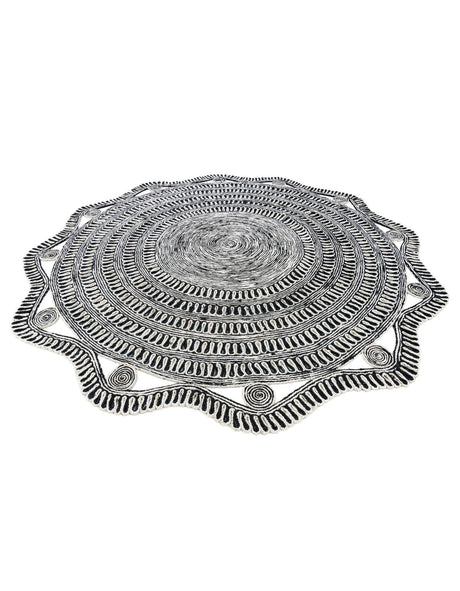 Black and White 7' 10 x 7' 10 Braided Jute Round Area Rug 100% Jute Hand Braided Natural Eco-Friendly Boho Style Carpet for Living Rooms Dining Office Space Dorms for Sale at Rug Engine