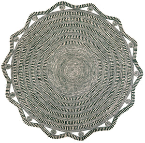 Green and White 10' x 10' Braided Jute Round Rug