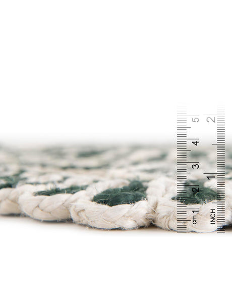 Green and White 5' 1 x 5' 1 Braided Jute Round Area Rug 100% Jute Hand Braided Natural Eco-Friendly Boho Style Carpet for Living Rooms Dining Office Space Dorms for Sale at Rug Engine