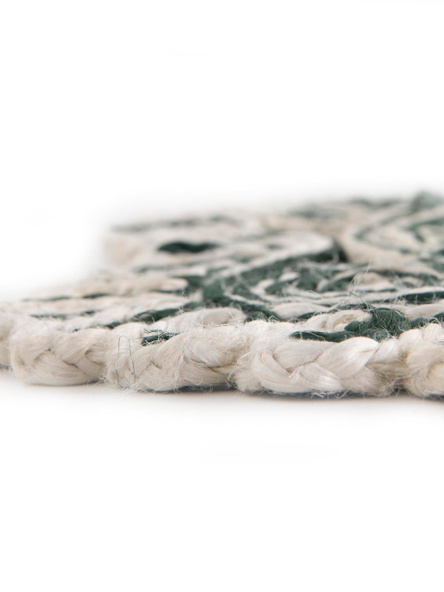 Green and White 4' 1 x 4' 1 Braided Jute Round Area Rug 100% Jute Hand Braided Natural Eco-Friendly Boho Style Carpet for Living Rooms Dining Office Space Dorms for Sale at Rug Engine