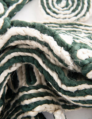 Green and White 10' x 10' Braided Jute Round Rug