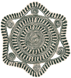Green and White 3' 1 x 3' 1 Braided Jute Round Rug