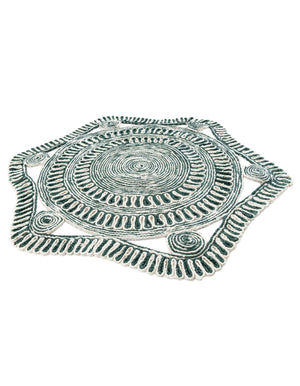 Green and White 4' 1 x 4' 1 Braided Jute Round Rug