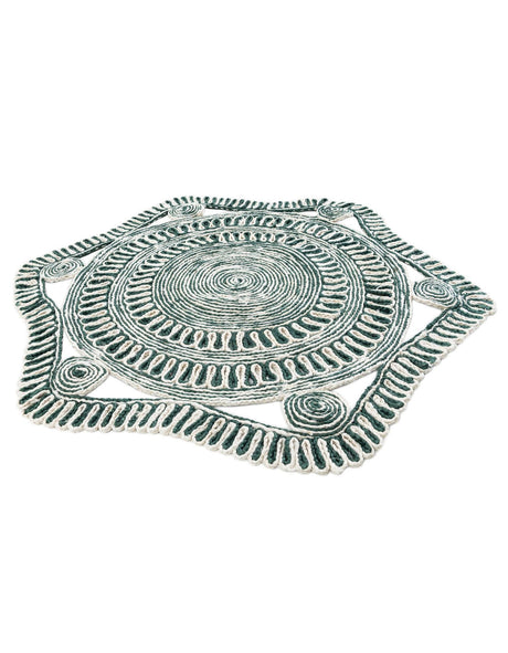 Green and White 4' 1 x 4' 1 Braided Jute Round Rug