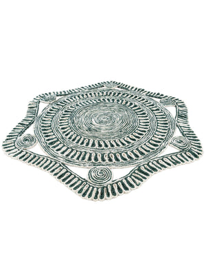 Green and White 4' 1 x 4' 1 Braided Jute Round Rug