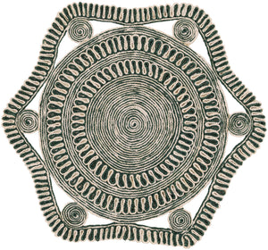 Green and White 4' 1 x 4' 1 Braided Jute Round Rug