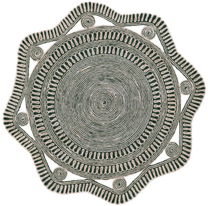 Green and White 5' 1 x 5' 1 Braided Jute Round Rug