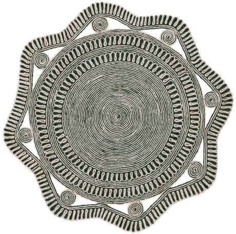Green and White 5' 1 x 5' 1 Braided Jute Round Area Rug 100% Jute Hand Braided Natural Eco-Friendly Boho Style Carpet for Living Rooms Dining Office Space Dorms for Sale at Rug Engine