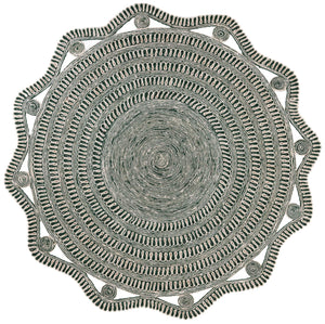 Green and White 8' x 8' Braided Jute Round Rug