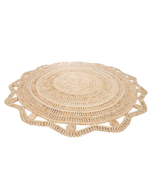Natural and White 10' x 10' Braided Jute Round Rug