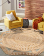 Natural and White 5' 1 x 5' 1 Braided Jute Round Rug