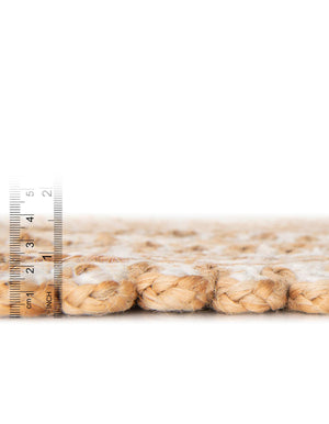 Natural and White 2' x 2' Braided Jute Round Rug