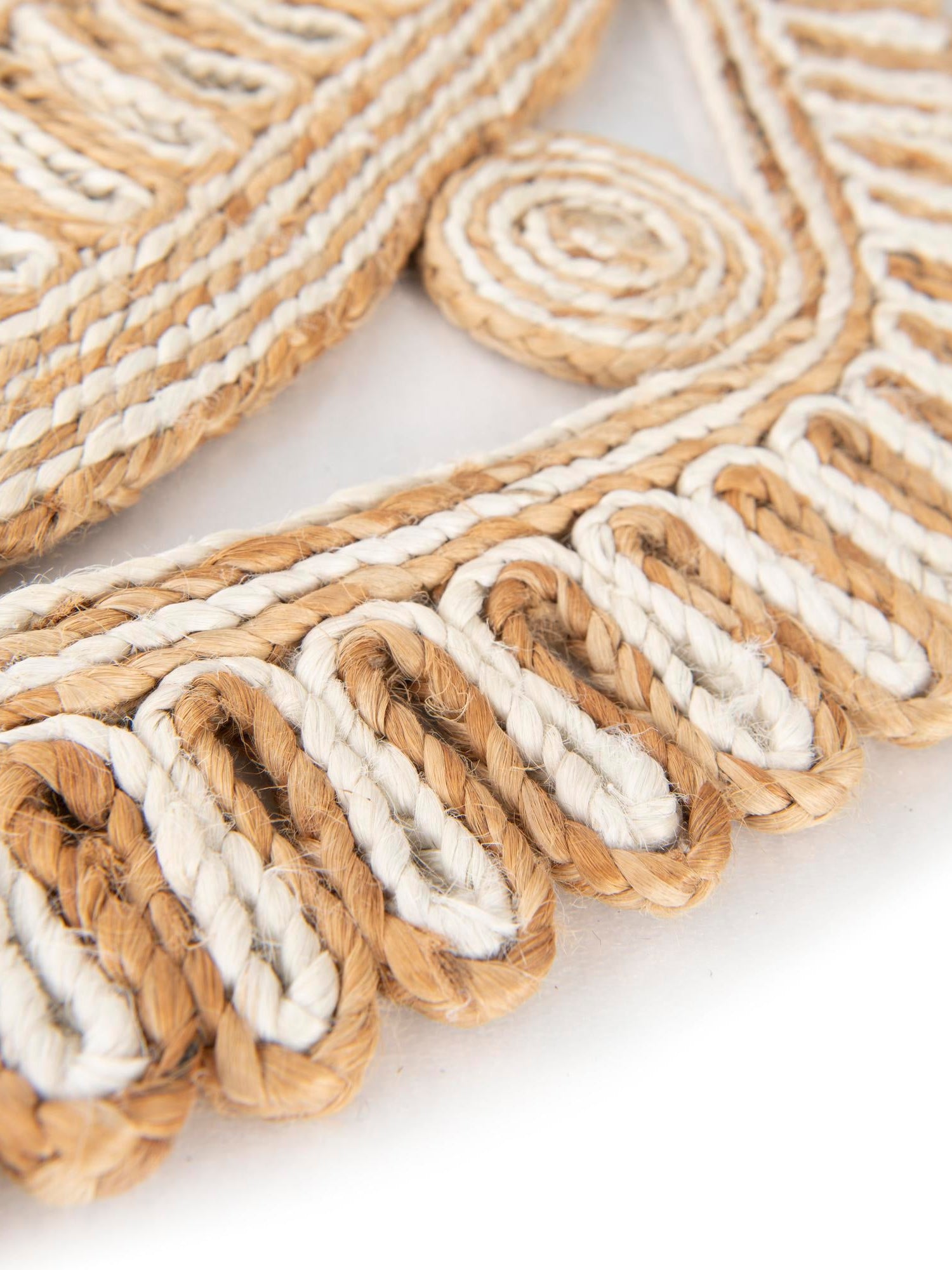Natural and White 6' 1 x 6' 1 Braided Jute Round Area Rug 100% Jute Hand Braided Natural Eco-Friendly Boho Style Carpet for Living Rooms Dining Office Space Dorms for Sale at Rug Engine