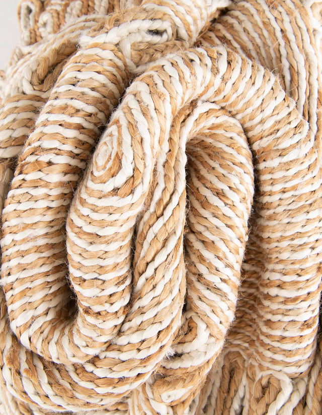 Natural and White 6' 1 x 6' 1 Braided Jute Round Rug