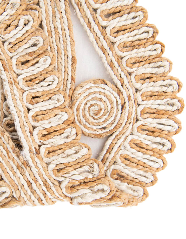Natural and White 6' 1 x 6' 1 Braided Jute Round Rug
