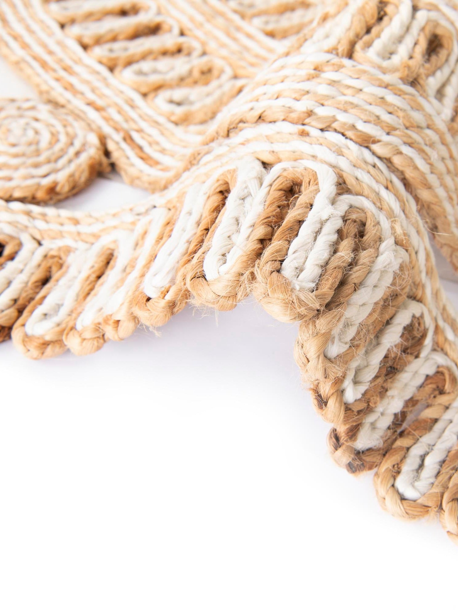 Natural and White 6' 1 x 6' 1 Braided Jute Round Area Rug 100% Jute Hand Braided Natural Eco-Friendly Boho Style Carpet for Living Rooms Dining Office Space Dorms for Sale at Rug Engine