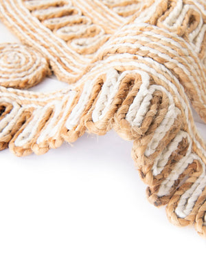 Natural and White 6' 1 x 6' 1 Braided Jute Round Rug