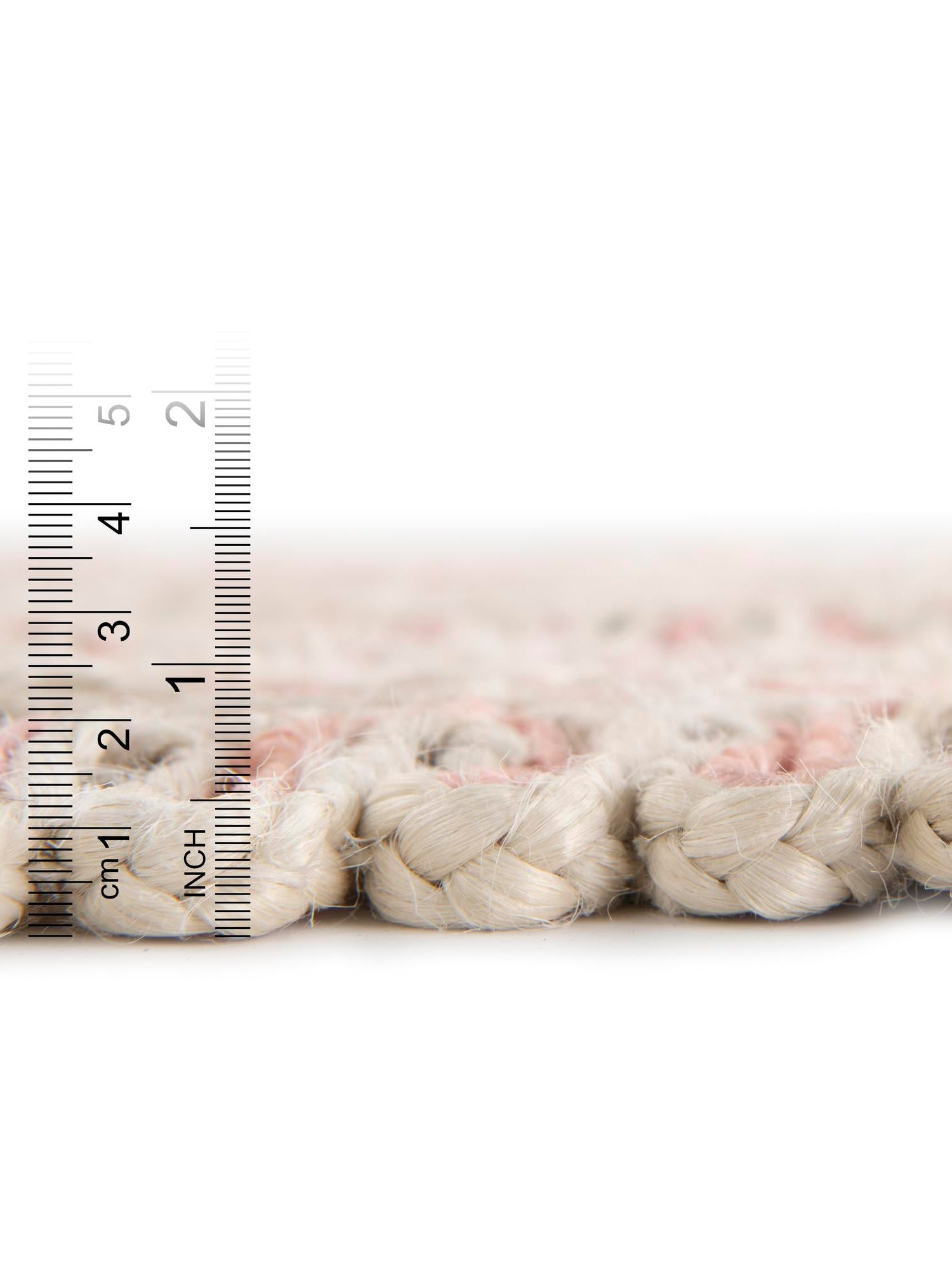 Pink and White 6' 1 x 6' 1 Braided Jute Round Area Rug 100% Jute Hand Braided Natural Eco-Friendly Boho Style Carpet for Living Rooms Dining Office Space Dorms for Sale at Rug Engine
