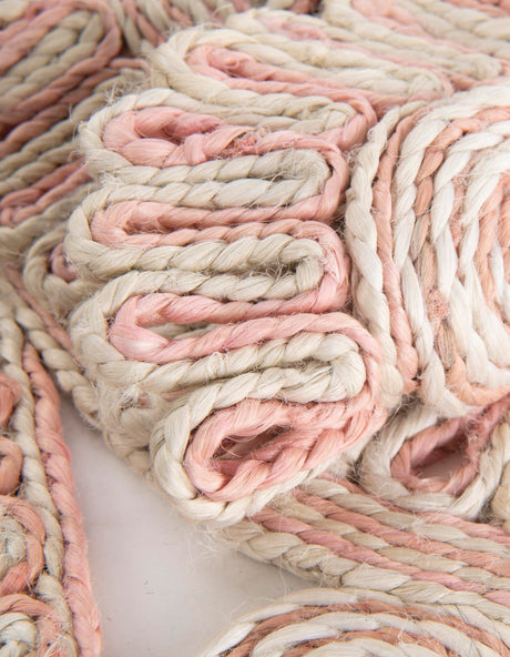Pink and White 4' 1 x 4' 1 Braided Jute Round Rug