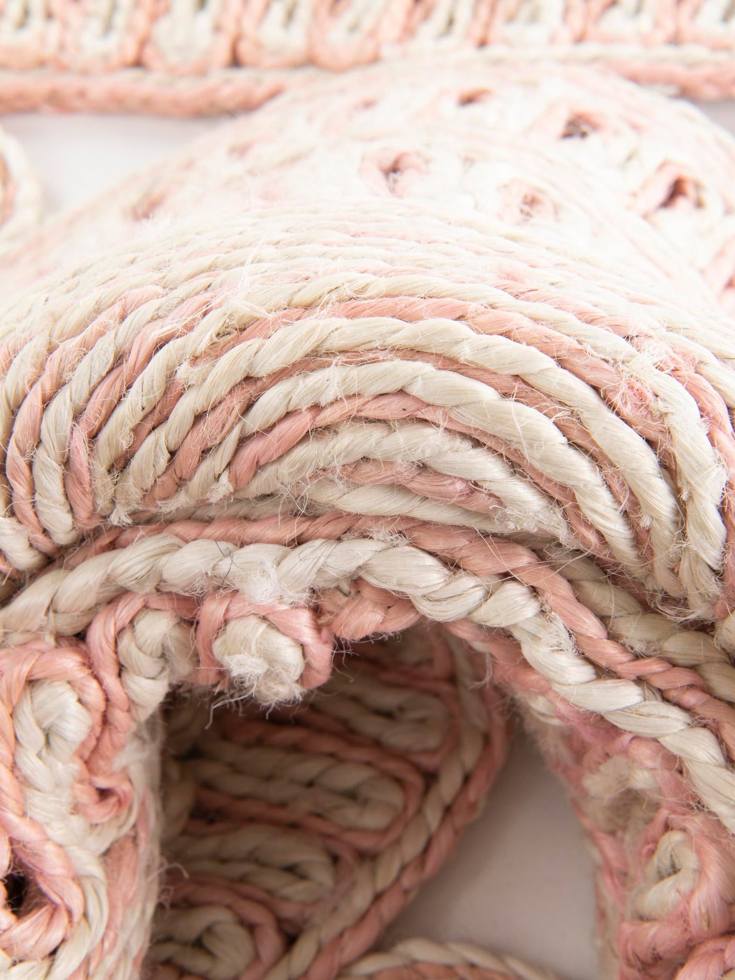 Pink and White 4' 1 x 4' 1 Braided Jute Round Area Rug 100% Jute Hand Braided Natural Eco-Friendly Boho Style Carpet for Living Rooms Dining Office Space Dorms for Sale at Rug Engine