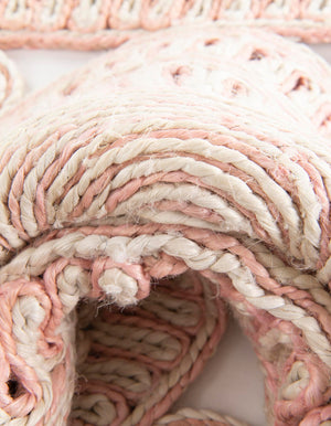 Pink and White 4' 1 x 4' 1 Braided Jute Round Rug