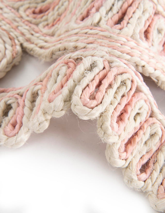Pink and White 4' 1 x 4' 1 Braided Jute Round Rug