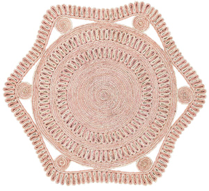 Pink and White 4' 1 x 4' 1 Braided Jute Round Rug