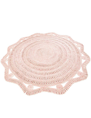 Pink and White 8' x 8' Braided Jute Round Rug