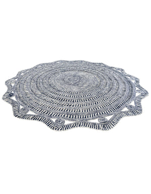 Navy and White 10' x 10' Braided Jute Round Rug