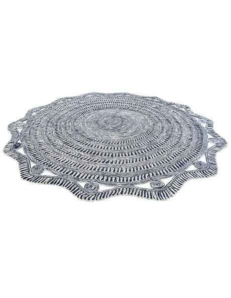 Navy and White 10' x 10' Braided Jute Round Area Rug 100% Jute Hand Braided Natural Eco-Friendly Boho Style Carpet for Living Rooms Dining Office Space Dorms for Sale at Rug Engine