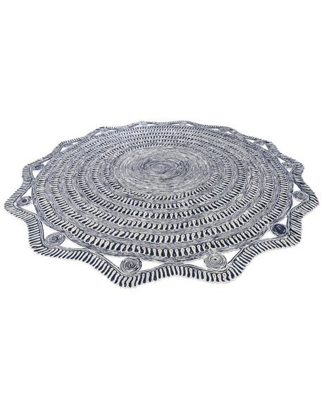 Navy and White 10' x 10' Braided Jute Round Area Rug 100% Jute Hand Braided Natural Eco-Friendly Boho Style Carpet for Living Rooms Dining Office Space Dorms for Sale at Rug Engine