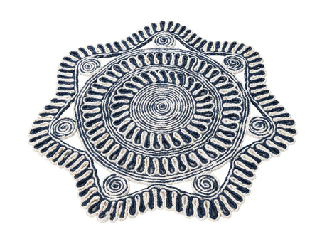 Navy and White 3' 1 x 3' 1 Braided Jute Round Area Rug 100% Jute Hand Braided Natural Eco-Friendly Boho Style Carpet for Living Rooms Dining Office Space Dorms for Sale at Rug Engine