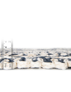Navy and White 10' x 10' Braided Jute Round Rug