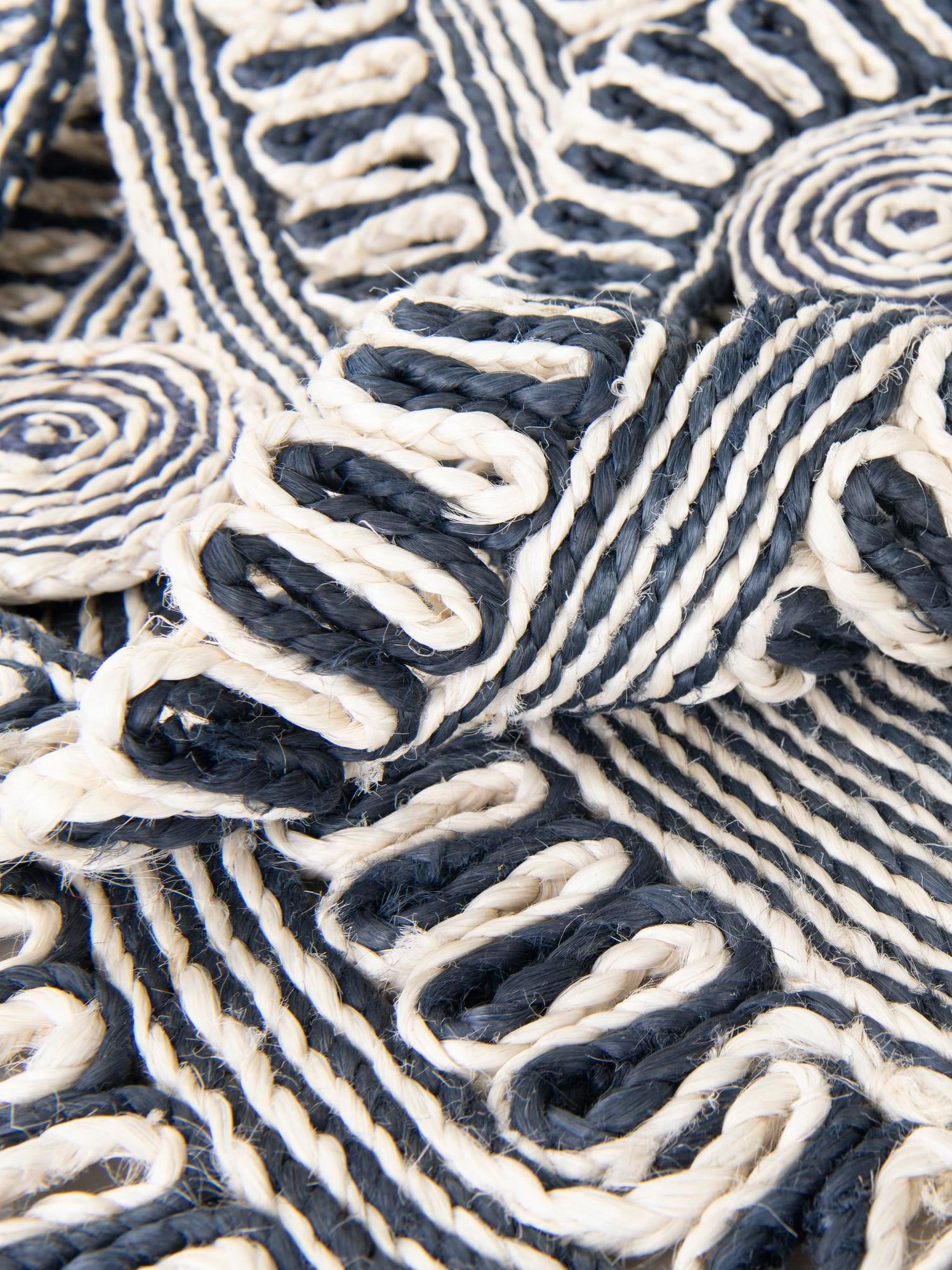 Navy and White 5' 1 x 5' 1 Braided Jute Round Area Rug 100% Jute Hand Braided Natural Eco-Friendly Boho Style Carpet for Living Rooms Dining Office Space Dorms for Sale at Rug Engine