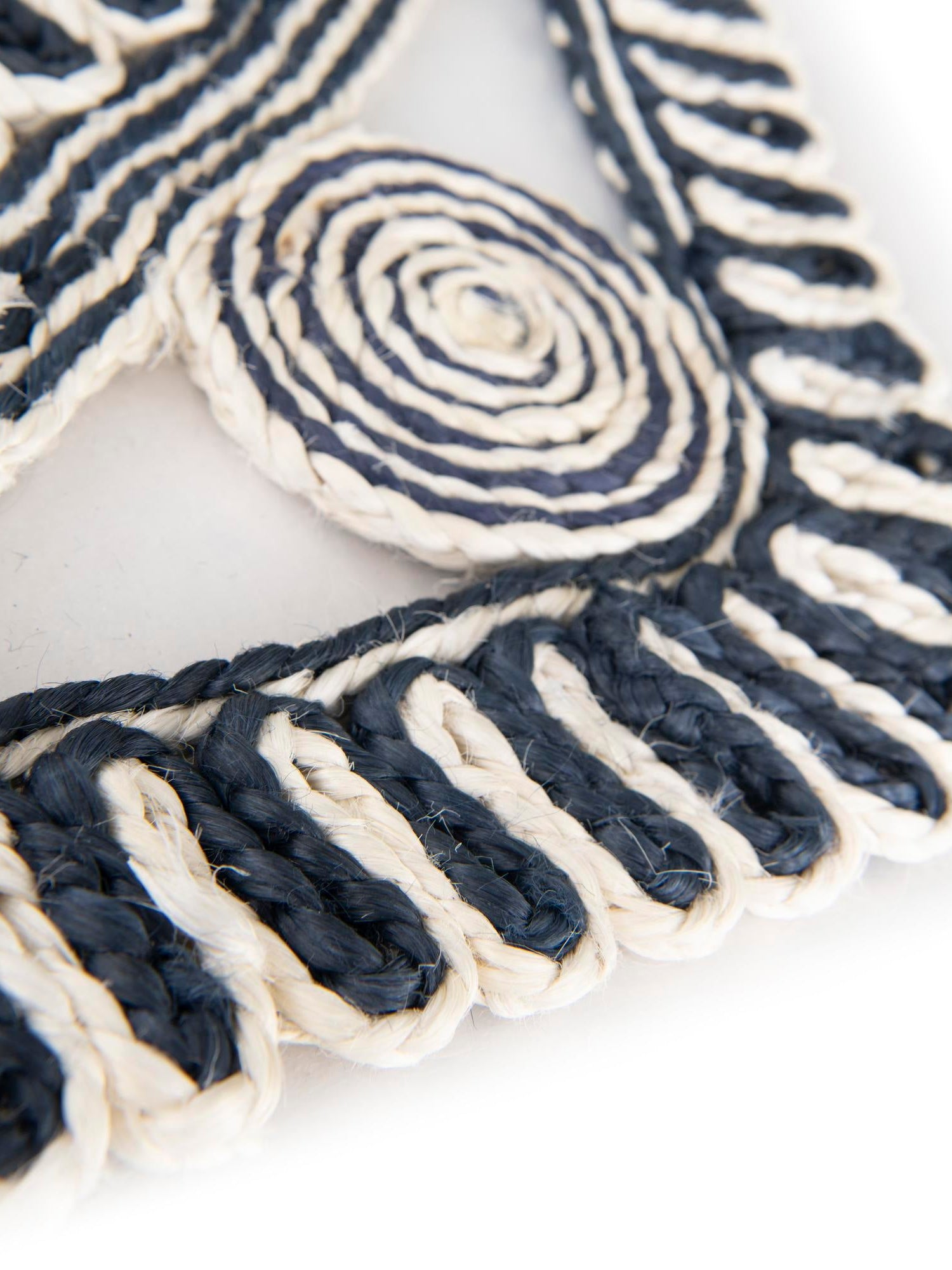 Navy and White 5' 1 x 5' 1 Braided Jute Round Area Rug 100% Jute Hand Braided Natural Eco-Friendly Boho Style Carpet for Living Rooms Dining Office Space Dorms for Sale at Rug Engine