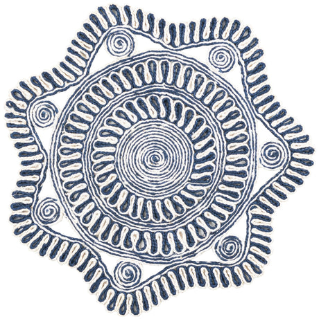 Navy and White 3' 1 x 3' 1 Braided Jute Round Area Rug 100% Jute Hand Braided Natural Eco-Friendly Boho Style Carpet for Living Rooms Dining Office Space Dorms for Sale at Rug Engine