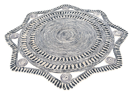 Navy and White 5' 1 x 5' 1 Braided Jute Round Area Rug 100% Jute Hand Braided Natural Eco-Friendly Boho Style Carpet for Living Rooms Dining Office Space Dorms for Sale at Rug Engine