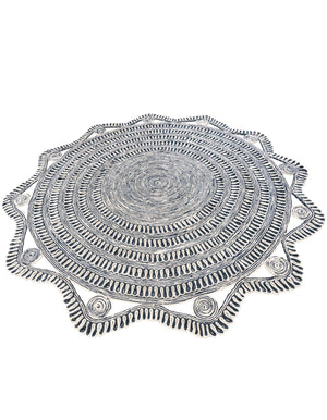 Navy and White 8' x 8' Braided Jute Round Rug