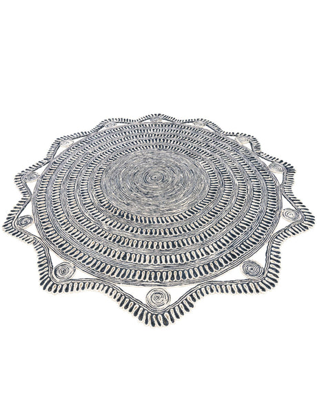 Navy and White 7' 10 x 7' 10 Braided Jute Round Area Rug 100% Jute Hand Braided Natural Eco-Friendly Boho Style Carpet for Living Rooms Dining Office Space Dorms for Sale at Rug Engine