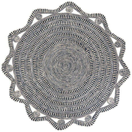 Navy and White 7' 10 x 7' 10 Braided Jute Round Area Rug 100% Jute Hand Braided Natural Eco-Friendly Boho Style Carpet for Living Rooms Dining Office Space Dorms for Sale at Rug Engine