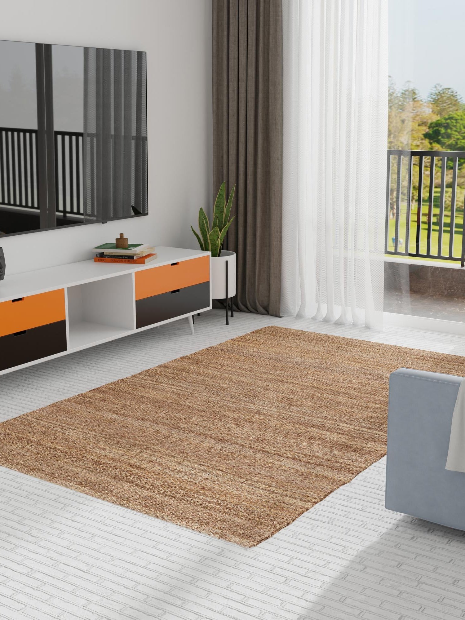Sepia Brown 6' 1 x 9' Palm Beach Jute Rectangle Area Rug All Natural Eco-Friendly Carpet for Modern Minimalist Interior Design Home Decorating for Sale at Rug Engine