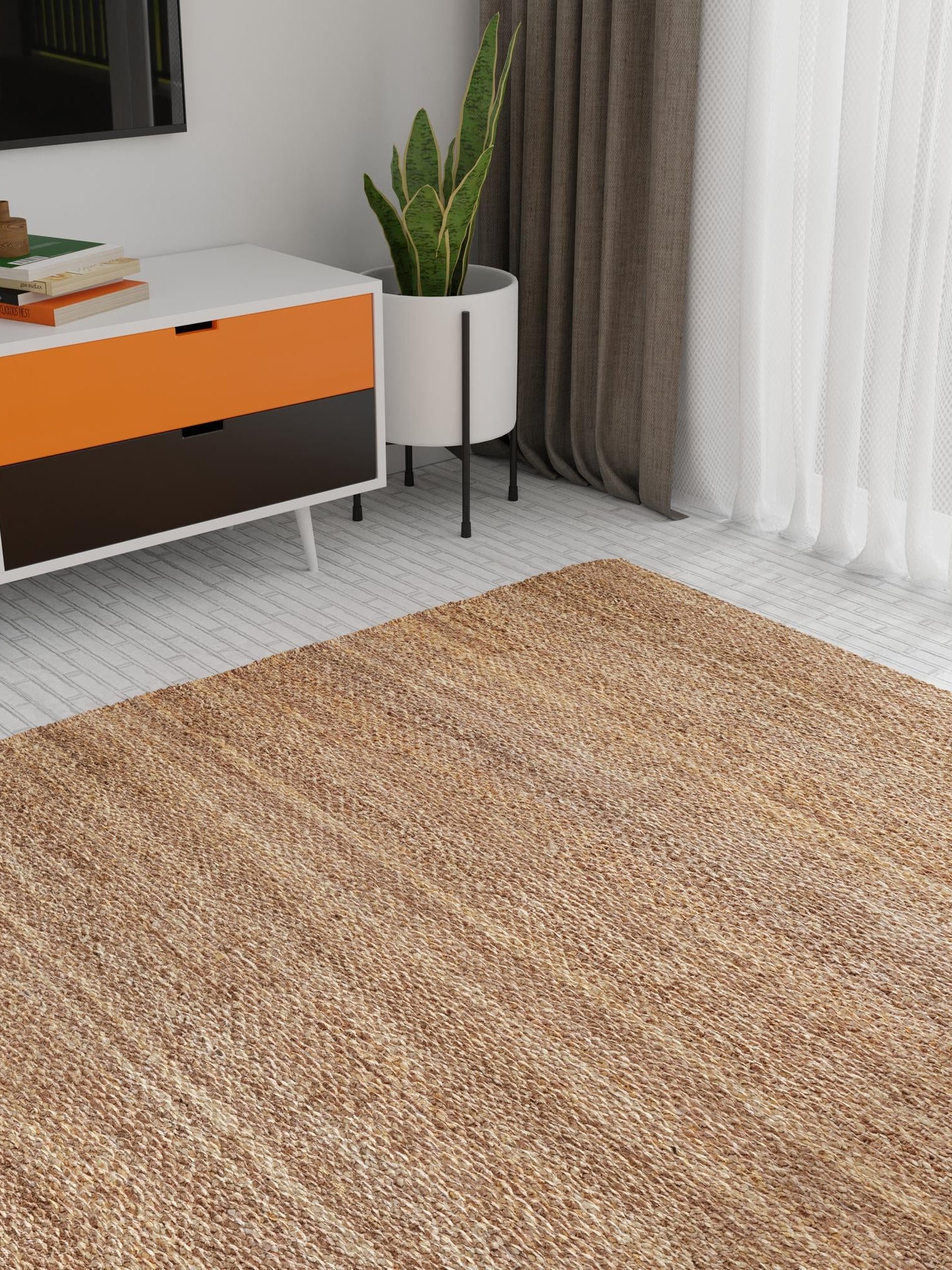 Sepia Brown 4' 1 x 6' 1 Palm Beach Jute Rectangle Area Rug All Natural Eco-Friendly Carpet for Modern Minimalist Interior Design Home Decorating for Sale at Rug Engine