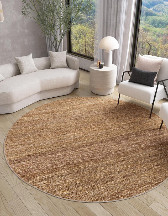 Sepia Brown 5' 3 x 5' 3 Palm Beach Jute Round Area Rug All Natural Eco-Friendly Carpet for Modern Minimalist Interior Design Home Decorating for Sale at Rug Engine