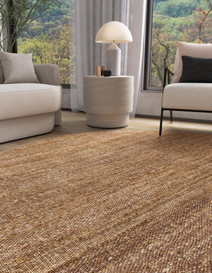 Sepia Brown 4' 1 x 4' 1 Palm Beach Jute Round Area Rug All Natural Eco-Friendly Carpet for Modern Minimalist Interior Design Home Decorating for Sale at Rug Engine