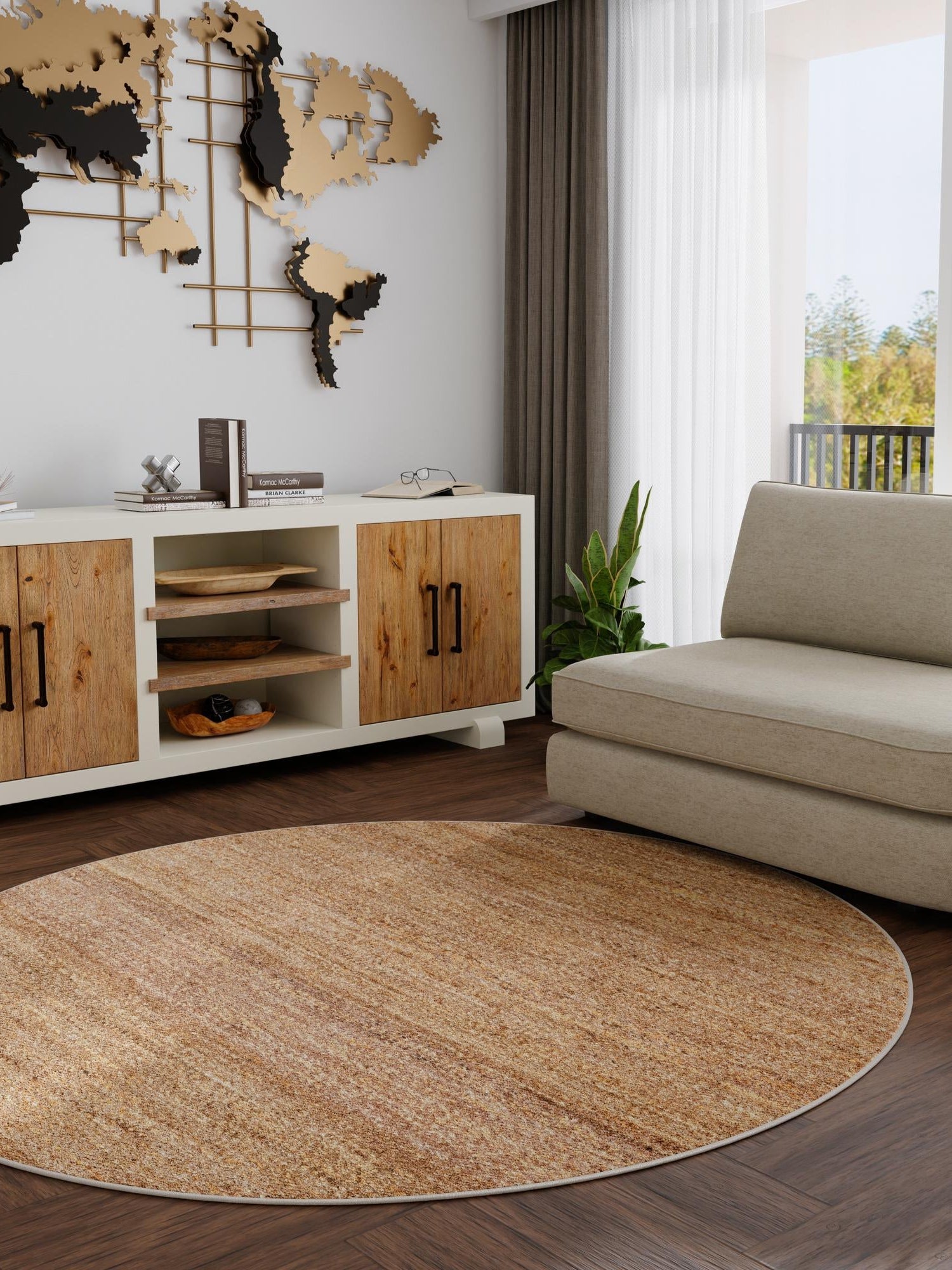 Sepia Brown 4' 1 x 4' 1 Palm Beach Jute Round Area Rug All Natural Eco-Friendly Carpet for Modern Minimalist Interior Design Home Decorating for Sale at Rug Engine