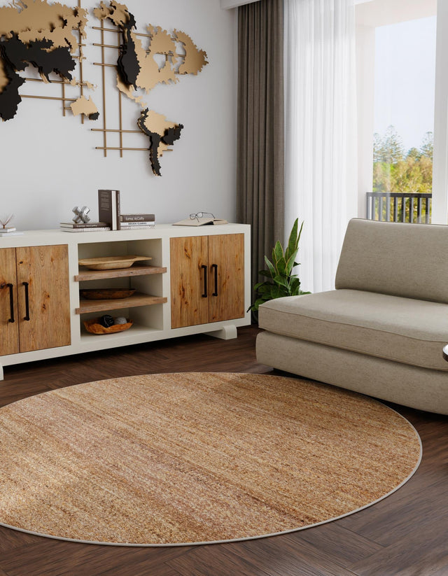 Sepia Brown 5' 3 x 5' 3 Palm Beach Jute Round Area Rug All Natural Eco-Friendly Carpet for Modern Minimalist Interior Design Home Decorating for Sale at Rug Engine
