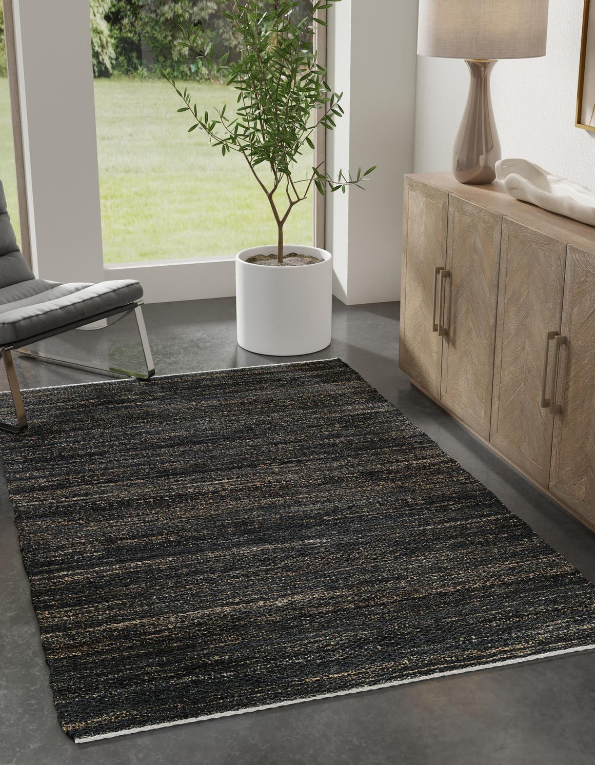 Midnight Denim Blue 6' 1 x 9' Palm Beach Jute Rectangle Area Rug All Natural Eco-Friendly Carpet for Modern Minimalist Interior Design Home Decorating for Sale at Rug Engine
