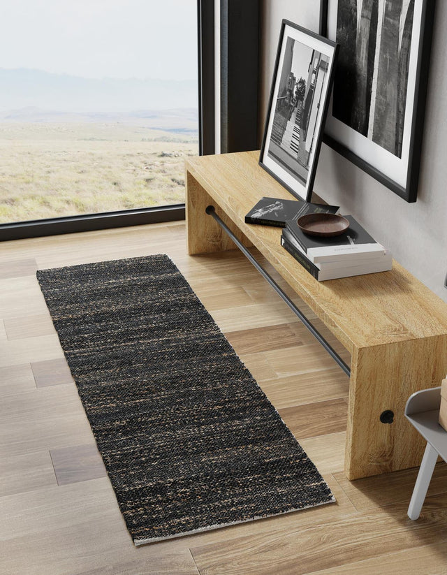 Midnight Denim Blue 2' 7 x 12' Palm Beach Jute Runner Area Rug All Natural Eco-Friendly Carpet for Modern Minimalist Interior Design Home Decorating for Sale at Rug Engine