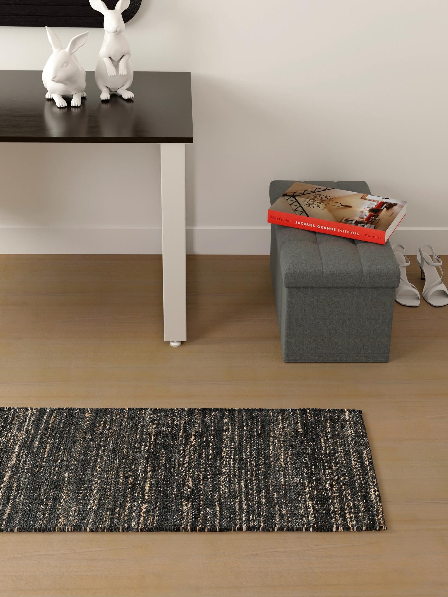 Midnight Denim Blue 2' x 4' 1 Palm Beach Jute Runner Area Rug All Natural Eco-Friendly Carpet for Modern Minimalist Interior Design Home Decorating for Sale at Rug Engine
