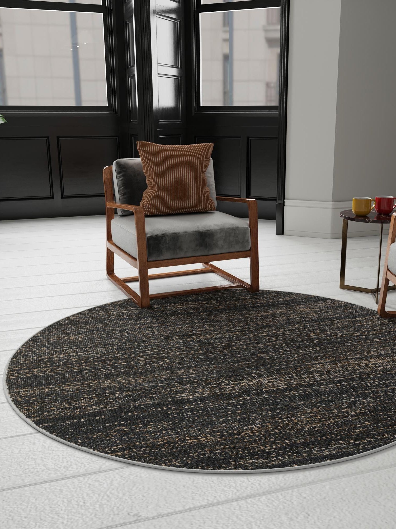 Midnight Denim Blue 5' 3 x 5' 3 Palm Beach Jute Round Area Rug All Natural Eco-Friendly Carpet for Modern Minimalist Interior Design Home Decorating for Sale at Rug Engine